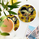 Turtle Sunflower Zipper Ceramic Drink Coasters