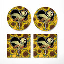 Turtle Sunflower Zipper Ceramic Drink Coasters