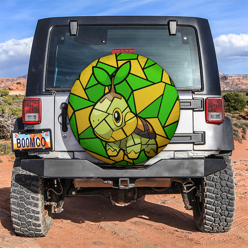 Turtwig Pokemon Stained Glass Car Spare Tire Covers Gift For Campers