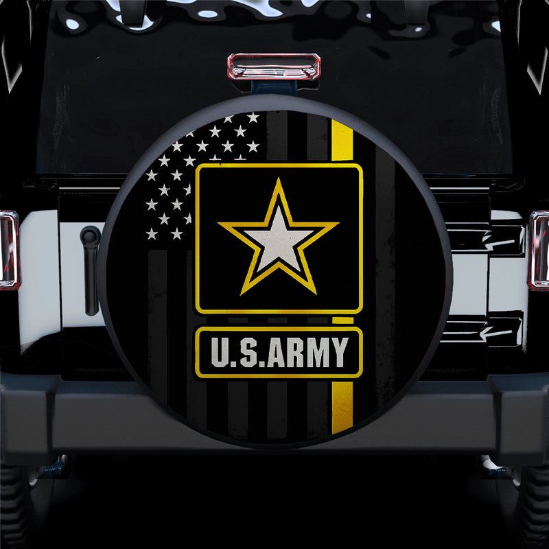 US Flag Army Thin Yellow Light Jeep Car Spare Tire Cover
