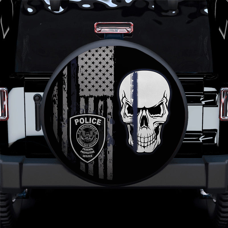 U.S Police Skull Jeep Car Spare Tire Cover