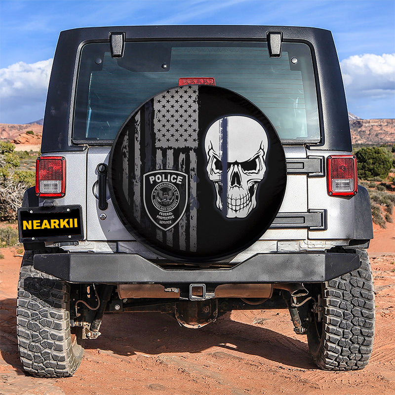 U.S Police Skull Jeep Car Spare Tire Cover