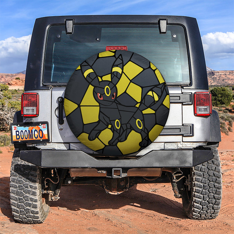 Umbreon Eevee Evolution Pokemon Stained Glass Car Spare Tire Covers Gift For Campers