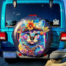 Colorful Hippie Cat Car Spare Tire Cover