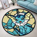 Vaporeon Eevee Evolution Stained Glass Round Rug