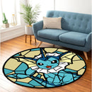 Vaporeon Eevee Evolution Stained Glass Round Rug