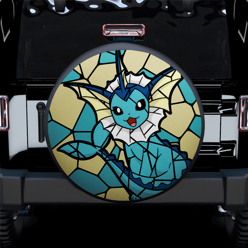 Vaporeon Eevee Evolution Pokemon Stained Glass Car Spare Tire Covers Gift For Campers