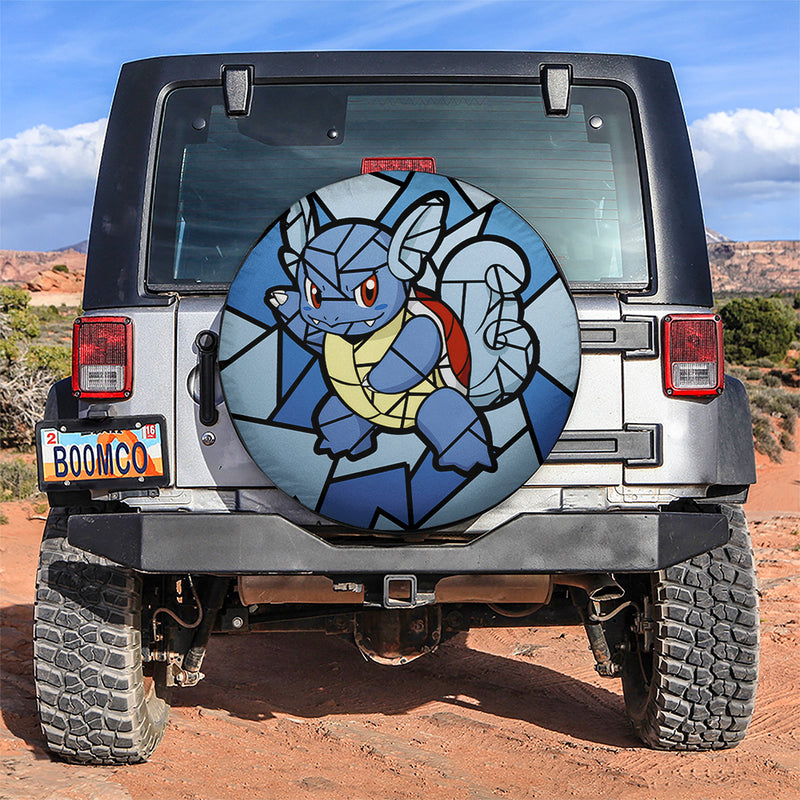 Wartortle Pokemon Stained Glass Car Spare Tire Covers Gift For Campers