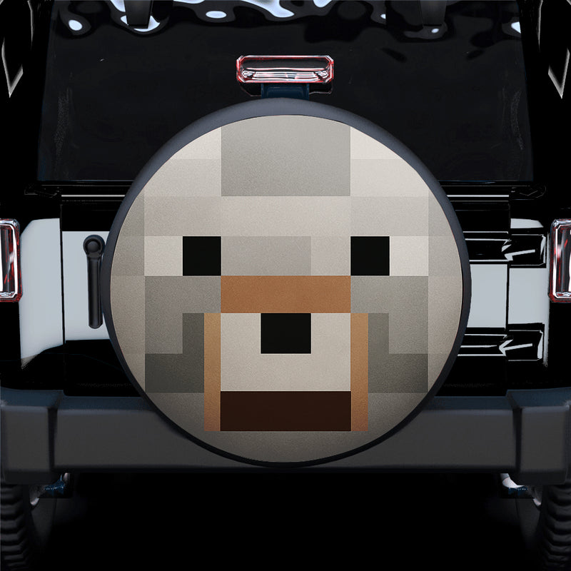 Wolf Face Pixel Jeep Car Spare Tire Cover
