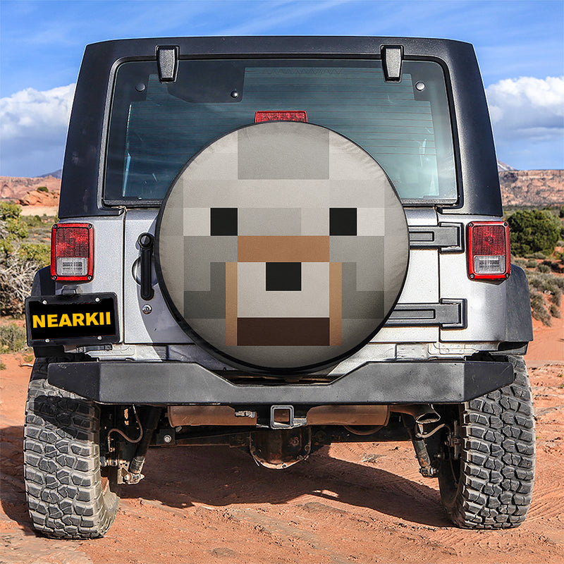 Wolf Face Pixel Jeep Car Spare Tire Cover