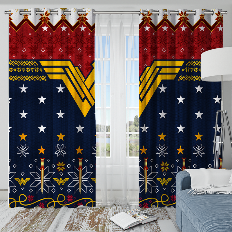 Wonder Woman Chrismas 1 Window Curtain