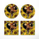 Yak Sunflower Zipper Ceramic Drink Coasters