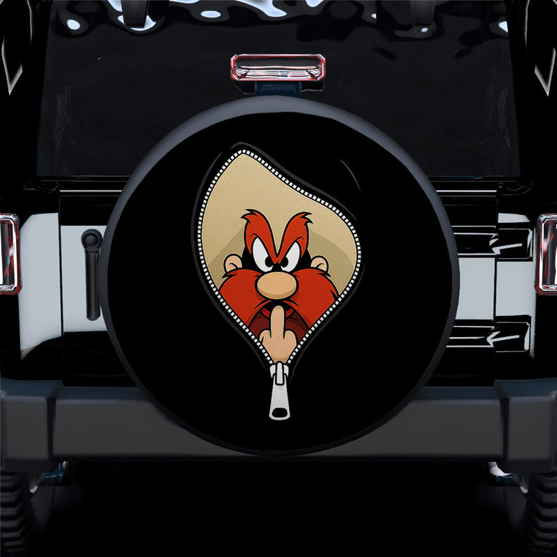 Funny Yosemite Sam Looney Tunes Middle Finger Zipper Jeep Car Spare Tire Cover