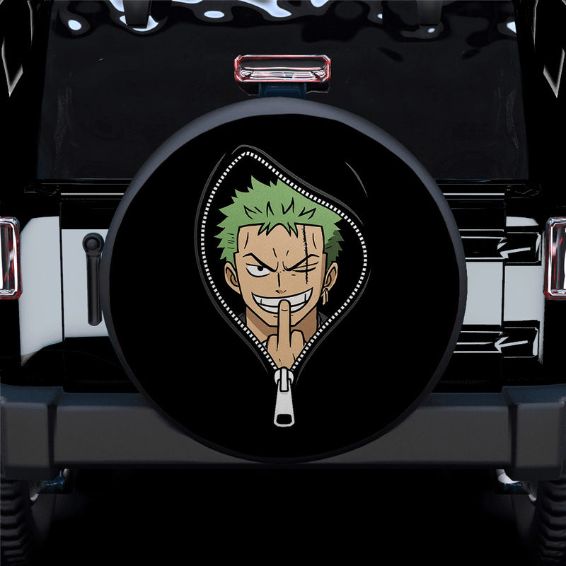 Funny Zoro One Piece Middle Finger Zipper Jeep Car Spare Tire Cover