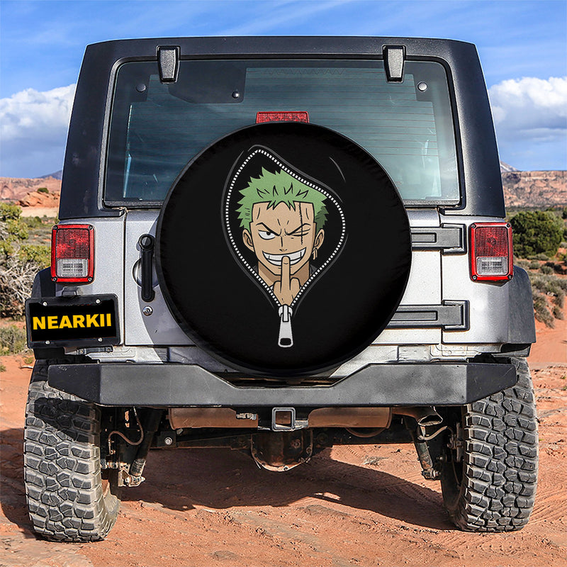Funny Zoro One Piece Middle Finger Zipper Jeep Car Spare Tire Cover