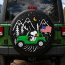 Snoopy Green Jeep US Flag Mountain Car Spare Tire Cover