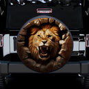 A Lion Attacking Through A Brick Wall Jeep Car Spare Tire Cover