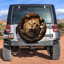 A Lion Attacking Through A Brick Wall Jeep Car Spare Tire Cover