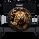 A Lion Attacking Through A Brick Wall Car Spare Tire Cover