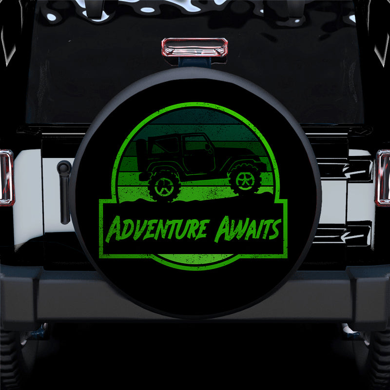 Vintage Jeep Adventure Awaits Green Car Spare Tire Covers Gift For Campers