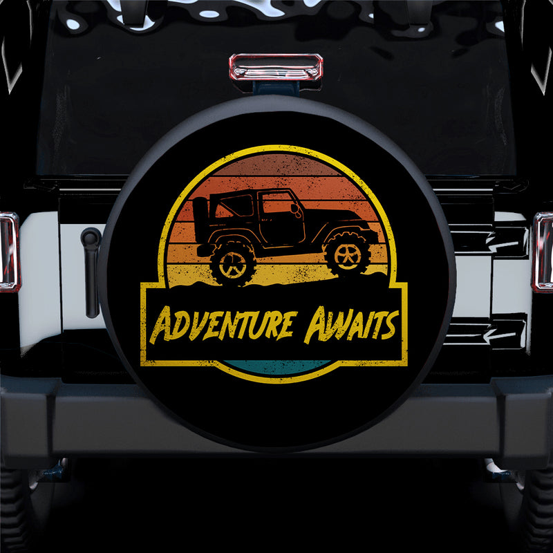 Vintage Jeep Adventure Awaits Yellow Car Spare Tire Covers Gift For Campers