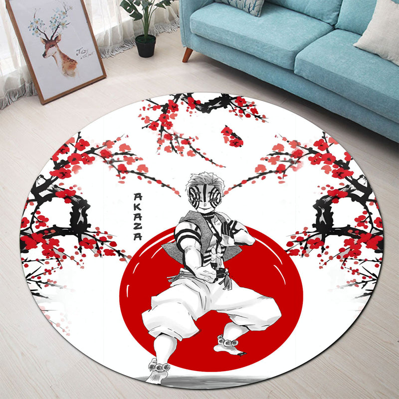 Akaza Demon Slayer Japan Style Round Carpet Rug Bedroom Livingroom Home Decor