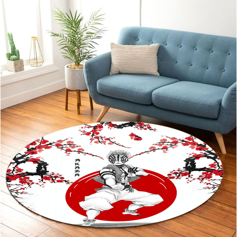 Akaza Demon Slayer Japan Style Round Carpet Rug Bedroom Livingroom Home Decor