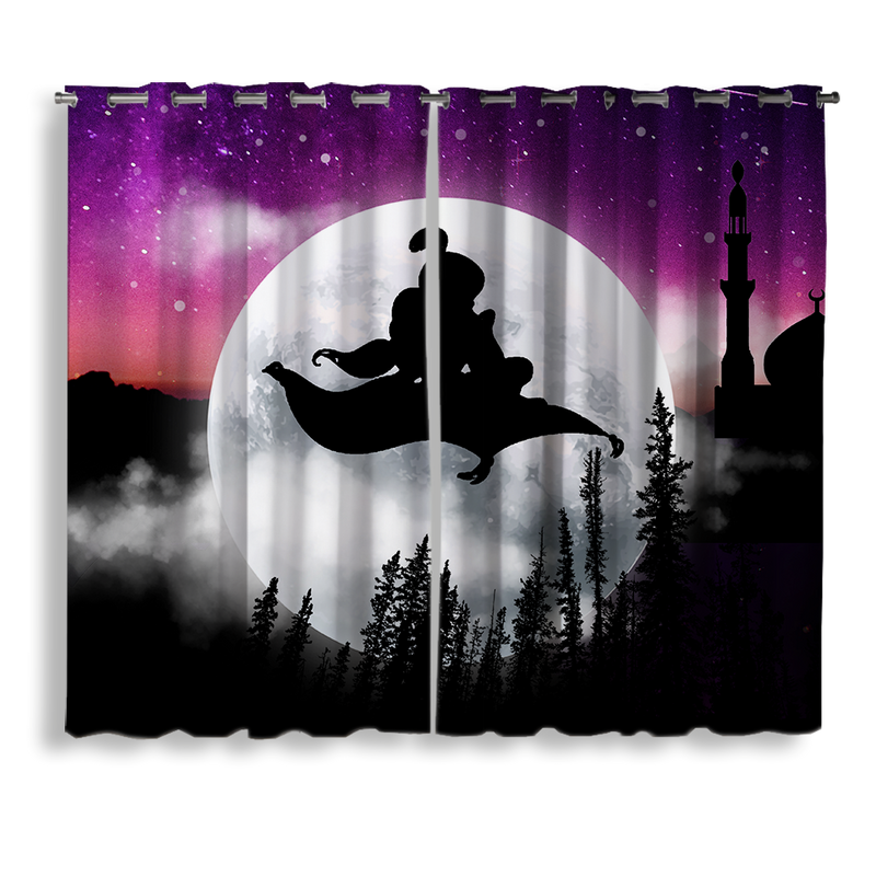 Aladin Moon Night Background Window Curtain