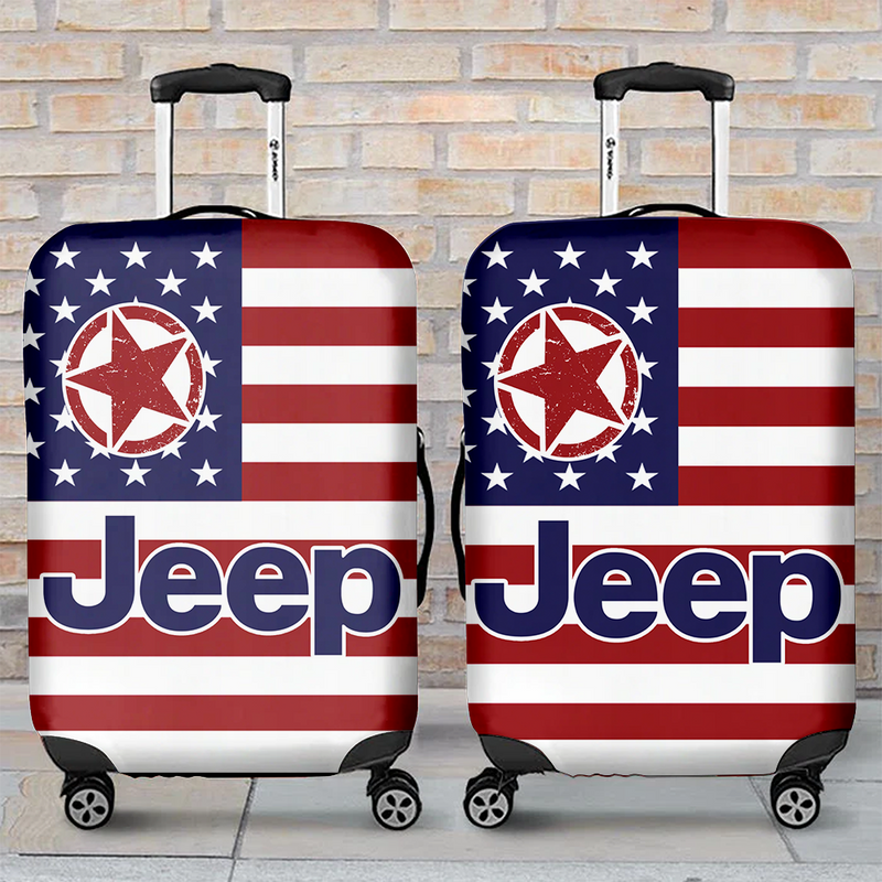 American Flag Jeep Luggage Cover Suitcase Protector