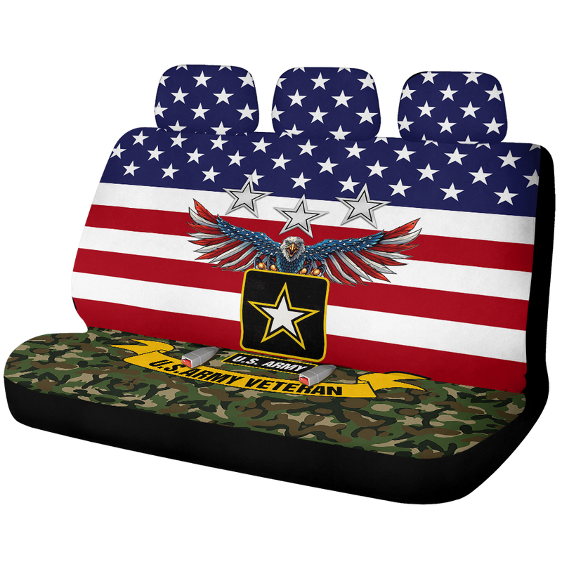 American Army Veteran Car Back Seat Covers Decor Protectors