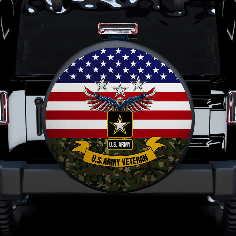 U.S. Army Veteran American Flag Jeep Car Spare Tire Covers Gift For Campers