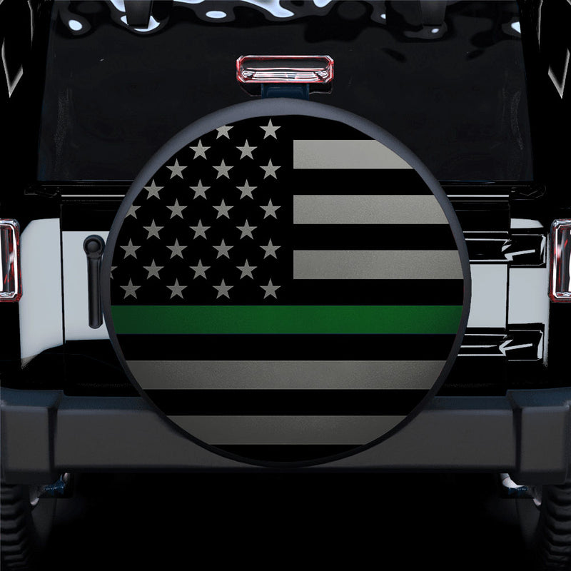 Thin Green Line Military American US Flag Car Spare Tire Cover