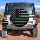 Thin Green Line Military American US Flag Car Spare Tire Cover