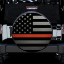 Thin Orange Line American US Flag Car Spare Tire Cover