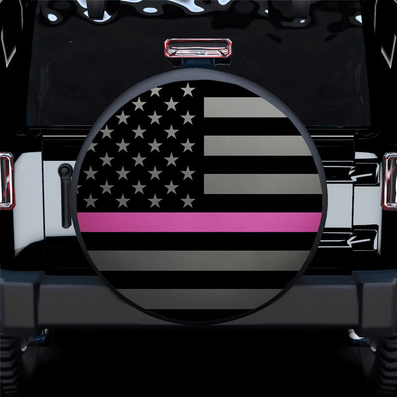 Thin Pink Line American US Flag Car Spare Tire Covers Gift For Campers