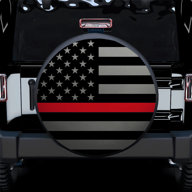 Thin Red Line Firefighters American US Flag Car Spare Tire Cover