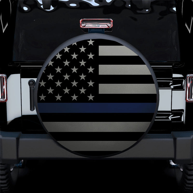 Thin Blue Line Police American US Flag Car Spare Tire Cover
