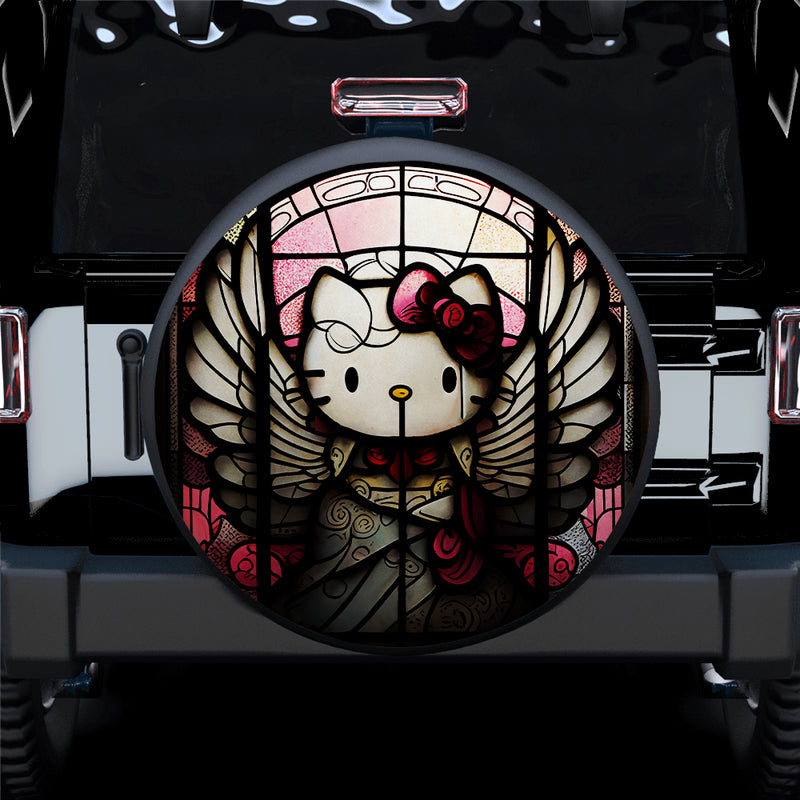 Angel Wing Stained Glass Hello Kitty Car Spare Tire Covers Gift For Campers