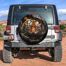 Angry Tiger Peeking Out From A Wall Jeep Car Spare Tire Cover