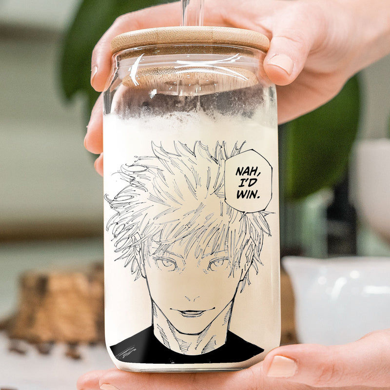 Anime Meme Gojo Nah I'd Win Glass Can