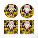 Anya Sunflower Zipper Ceramic Drink Coasters