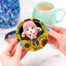 Anya Sunflower Zipper Ceramic Drink Coasters