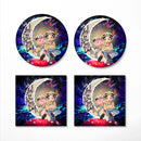 Anya X Damian Anime Couple Love You To The Moon Galaxy Ceramic Drink Coasters