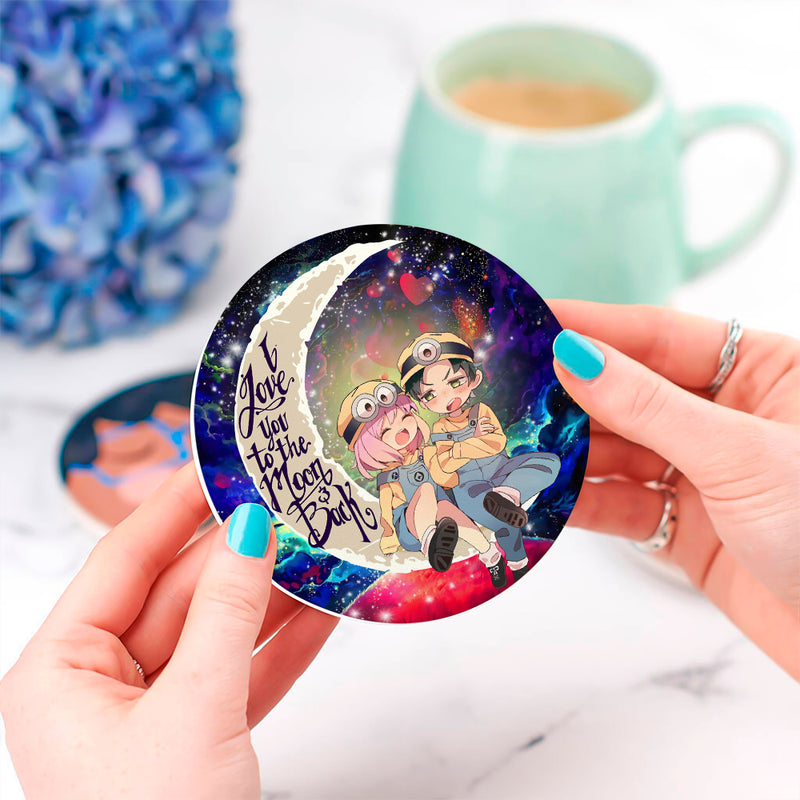 Anya X Damian Anime Couple Love You To The Moon Galaxy Ceramic Drink Coasters