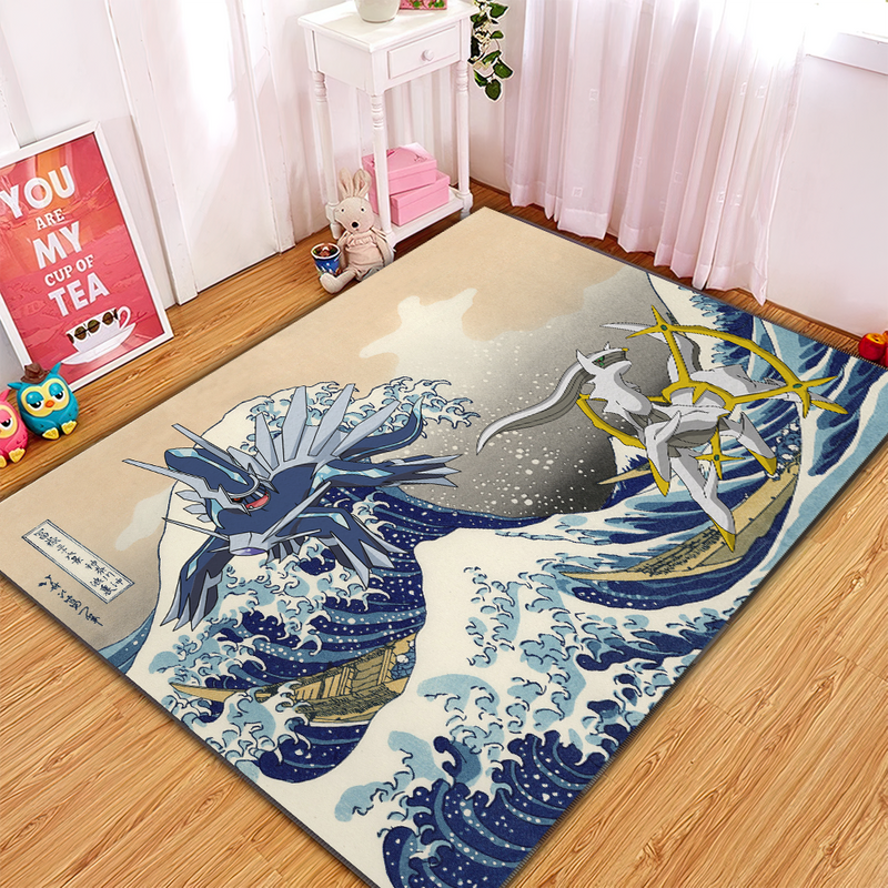 Arceus Vs Dialga Pokemon The Great Wave Carpet Rug Home Room Decor