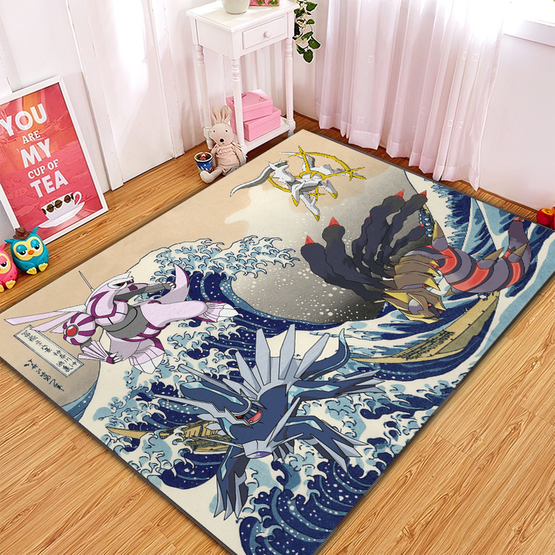 Arceus Vs Giratina Palkia Dialga Pokemon The Great Wave Carpet Rug Home Room Decor