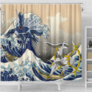 Arceus Vs Dialga The Great Wave Shower Curtain