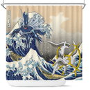 Arceus Vs Dialga The Great Wave Shower Curtain