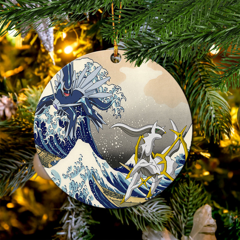 Arceus Vs Dialga Pokemon The Great Wave Mica Ornament Perfect Gift For Holiday