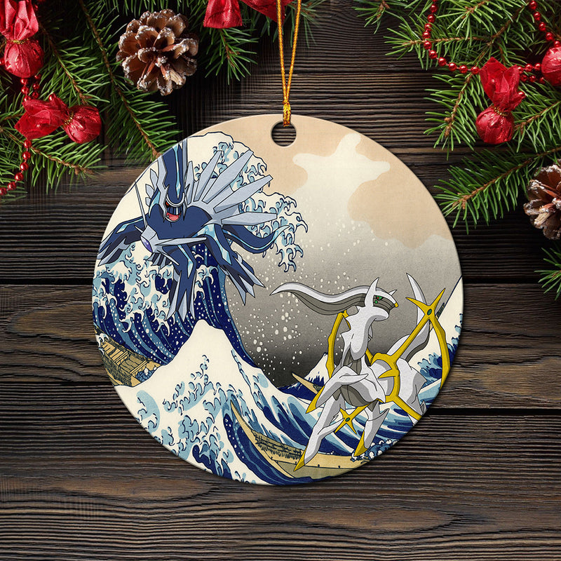 Arceus Vs Dialga Pokemon The Great Wave Mica Ornament Perfect Gift For Holiday